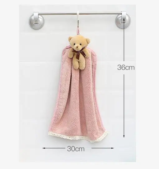 Bear Coral Fleece Hand Towel