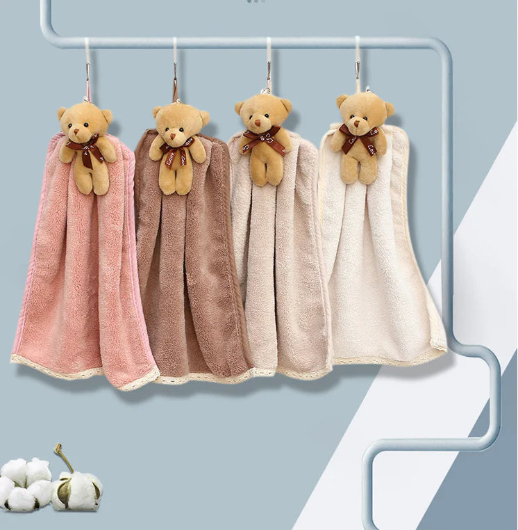 Bear Coral Fleece Hand Towel