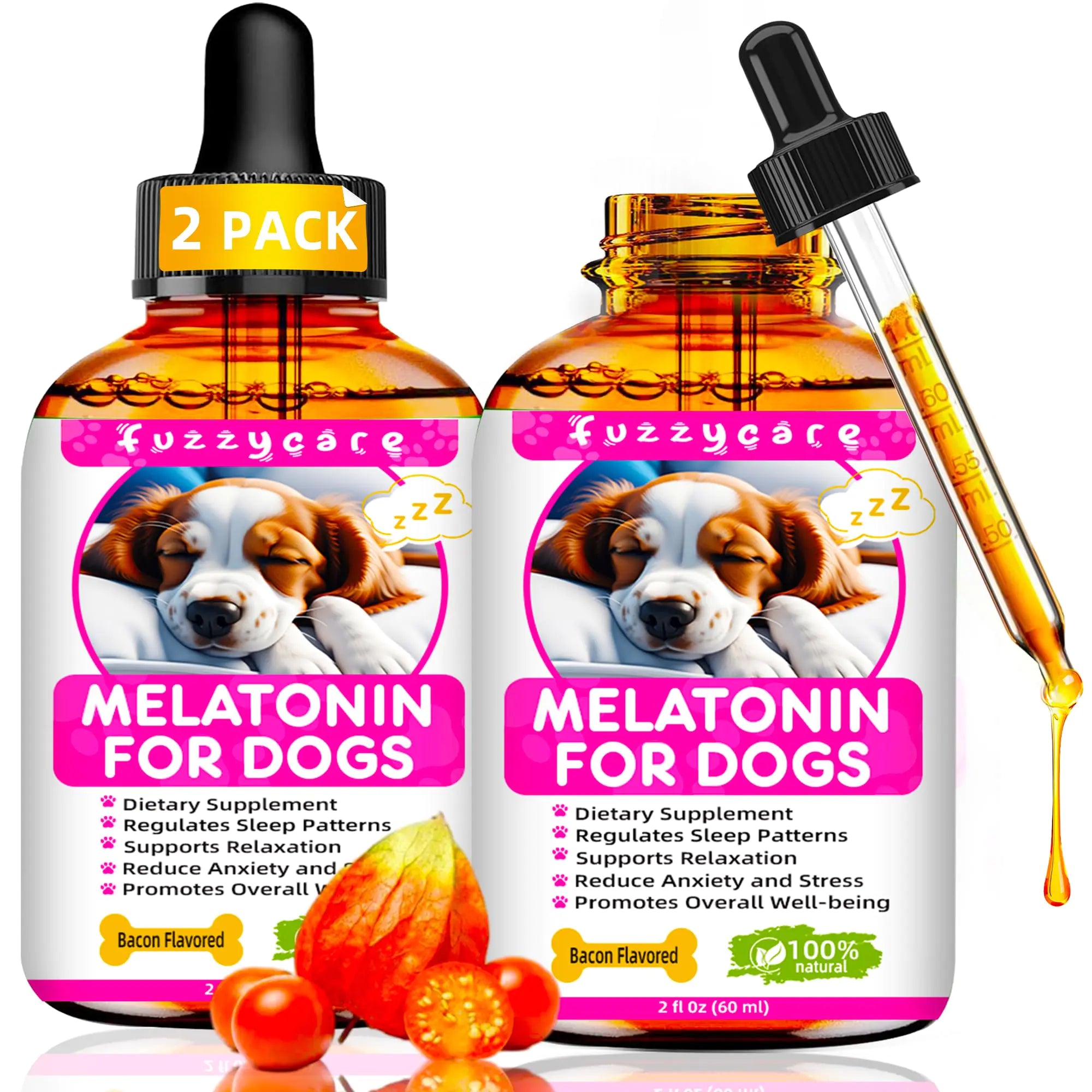2 Pack Melatonin for Dogs Anxiety Relief Dog Melatonin Quiet Moments Calming Aid for Dogs Melatonin for Dogs and Cats Dog Sleep aid Promote Relaxation & Deep Sleep and Overall Well-Being