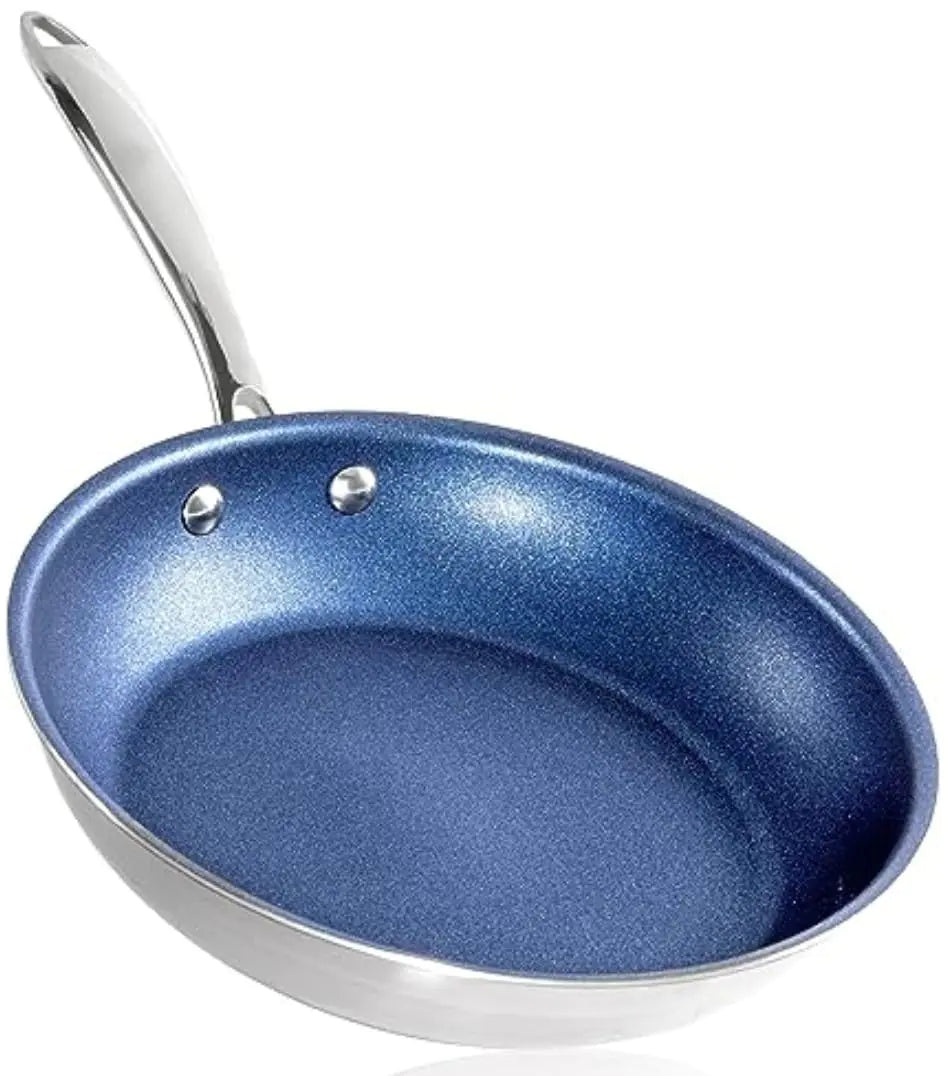 Granitestone 10 Inch Non Stick Frying Pans Nonstick Skillet Pan with Diamond Coating Nonstick Frying Pan Stainless Steel Pan for Cooking Induction Pan Stay Cool Handle Oven/Dishwasher Safe Blue